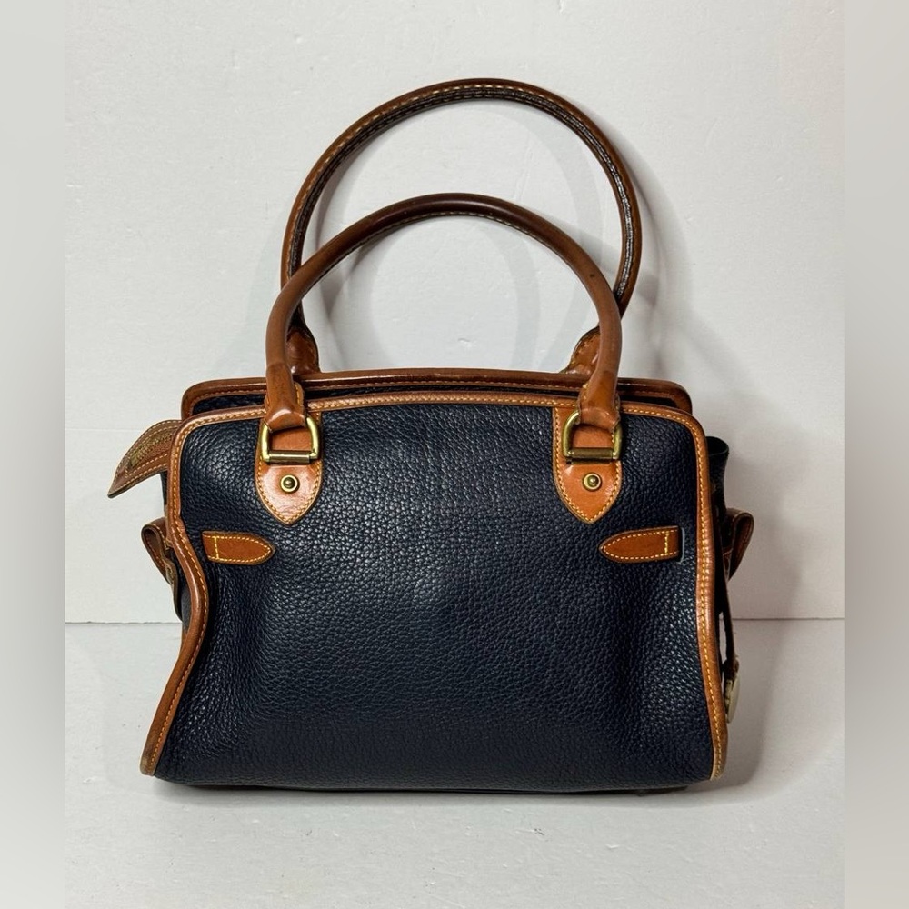 Dooney & Bourke Black Pebbled Leather Double Handle Satchel Bag -VTG Made in USA - Picture 4 of 14